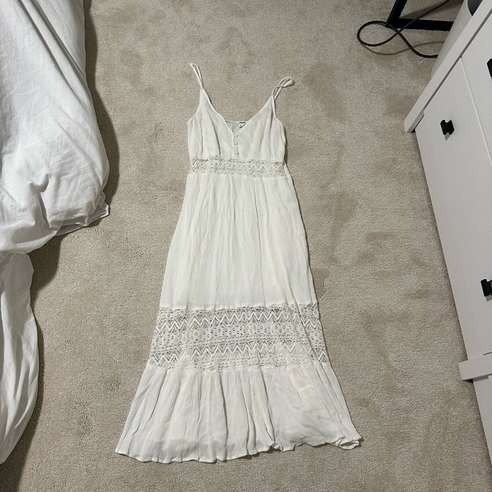 Garage White Tiered Ruffled Maxi Dress